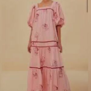 Farm Rio The Kiss Embroidered Maxi Dress